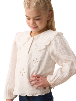 T-shirt Manches Longues Fille John Lewis - Bleu à Fleurs - 8 Ans - Coton