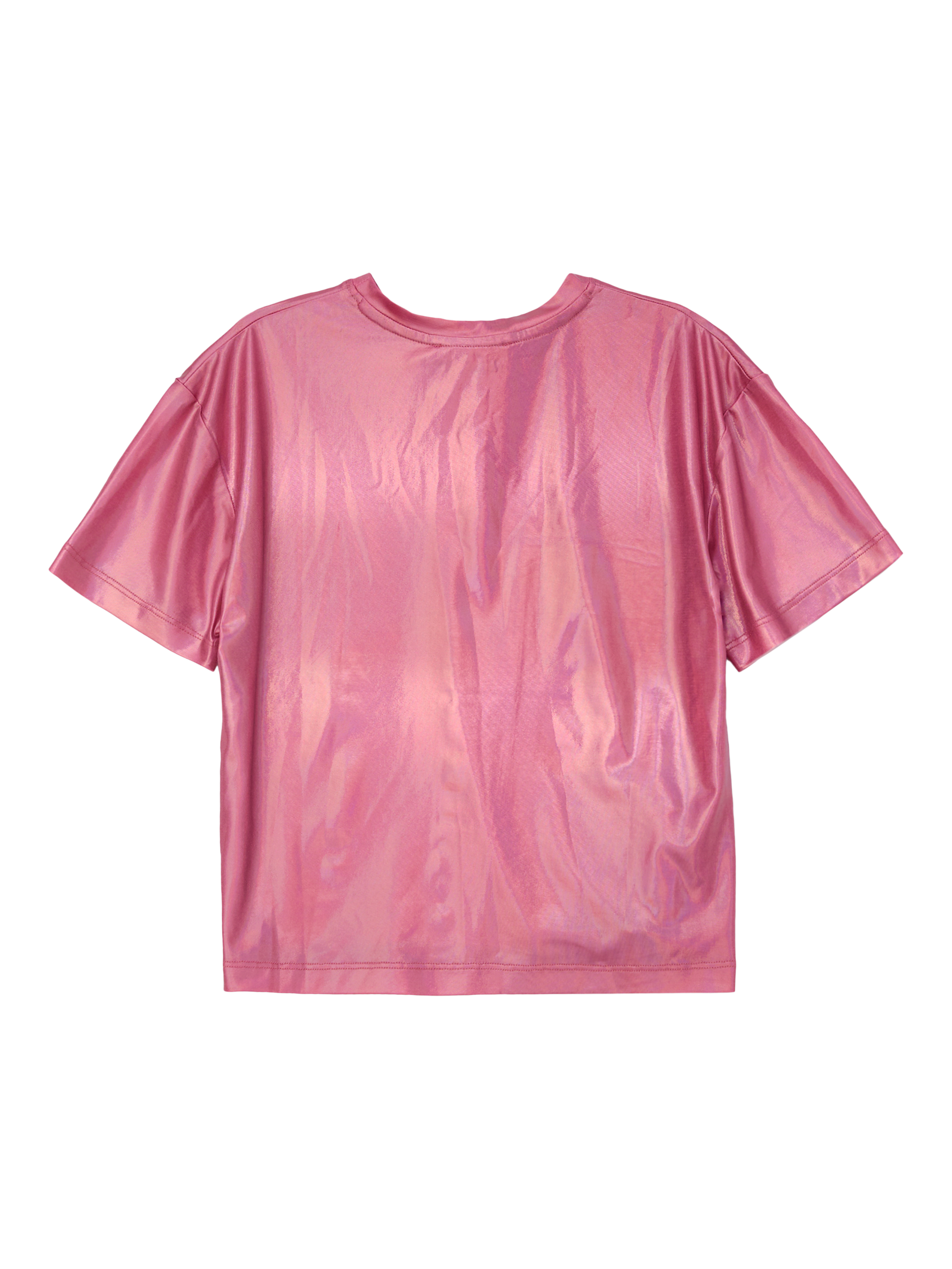 Product image 6 of 6, which shows Angel & Rocket Kids' Short Sleeve Metallic Jersey Top, Pink, 3-4 years