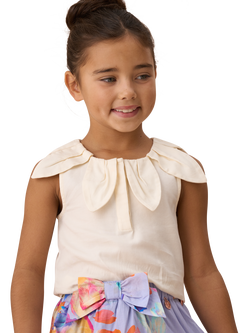 Angel & Rocket Kids' Petal Collar Top, Ivory, Ivory