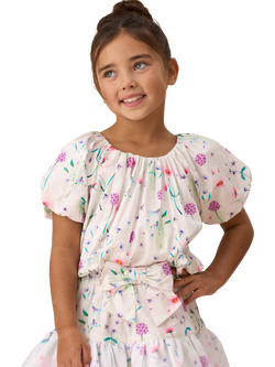 Angel & Rocket Kids' Perla Puff Ball Top, White, White