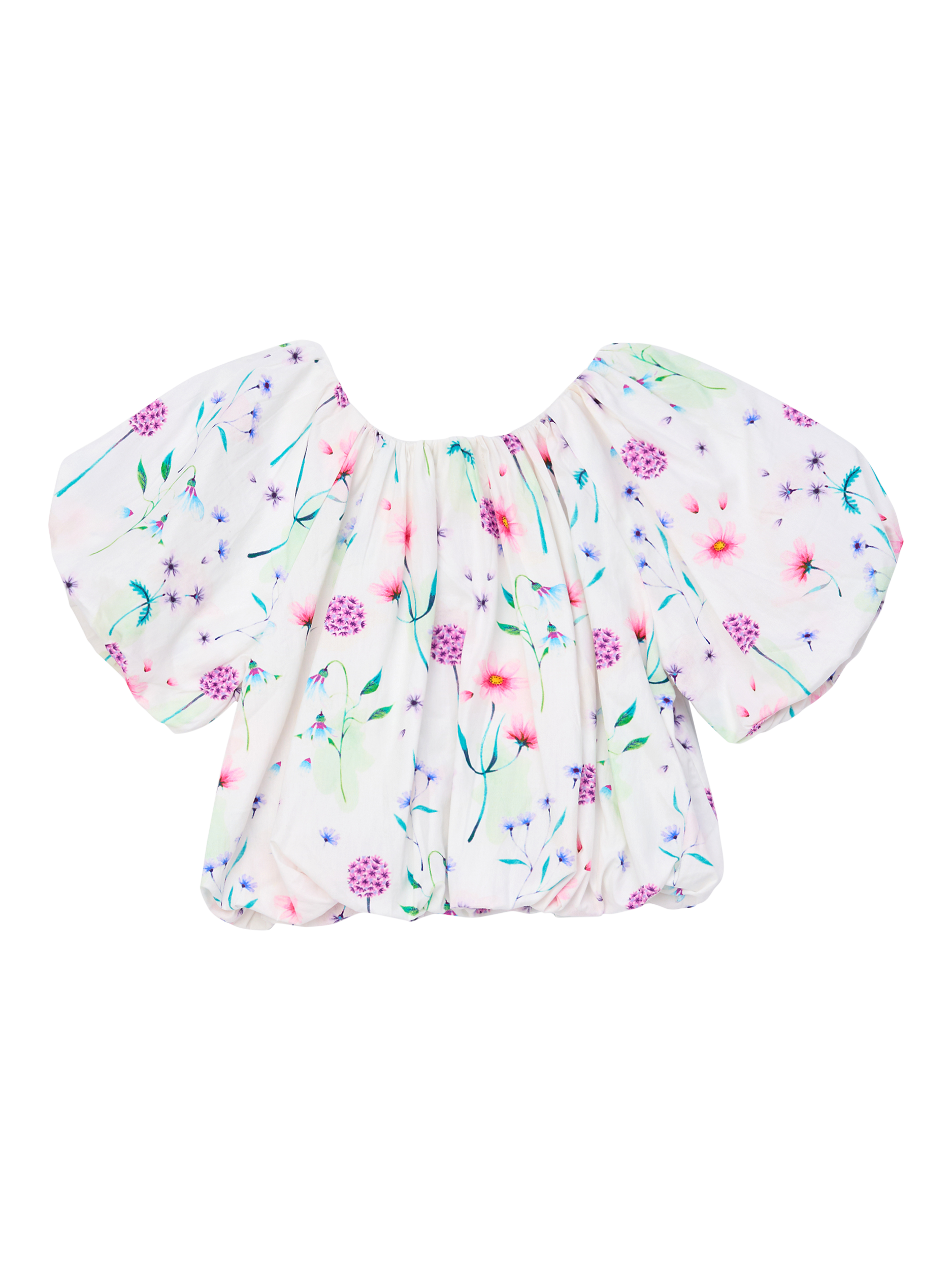 Product image 5 of 6, which shows Angel & Rocket Kids' Perla Puff Ball Top, White, 2 years