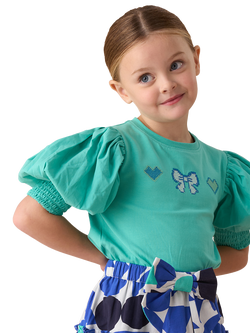 Angel & Rocket Kids' Puff Sleeve Top, Green, Green