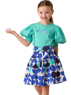 Angel & Rocket Kids' Puff Sleeve Top, Green - view 2, Green