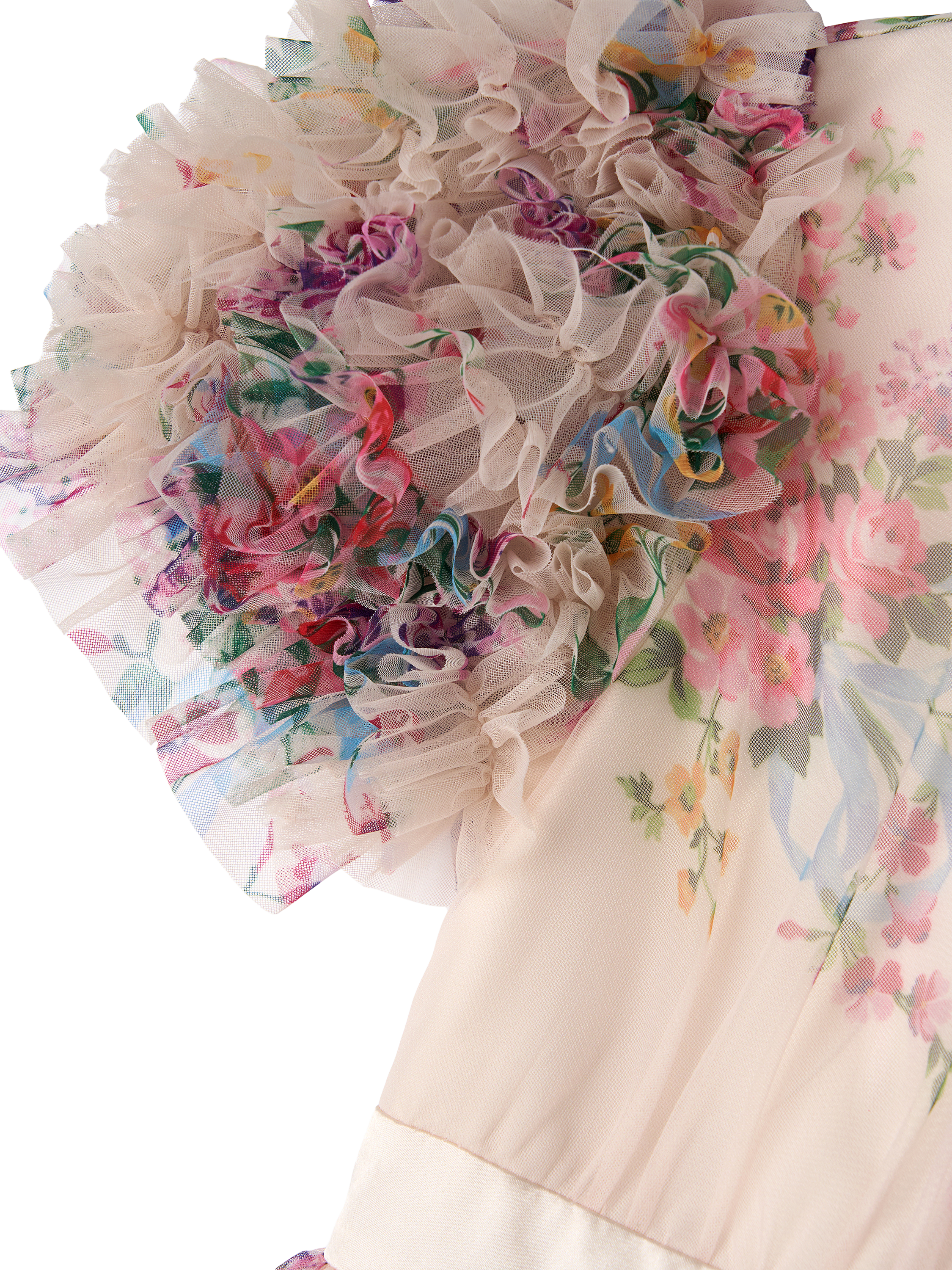 Product image 7 of 7, which shows Angel & Rocket Kids' Ruffle Sleeve Mesh Dress, Natural/Multi, 2 years