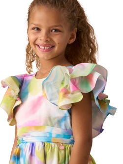 Angel & Rocket Kids' Ruffle Dress, Multi - view 2, Multi