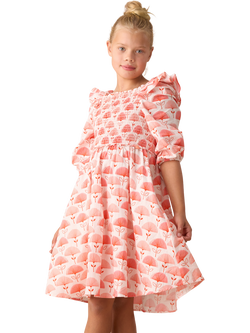 Angel & Rocket Kids' Ruffle Shoulder Dress, Pink/White, Pink/White
