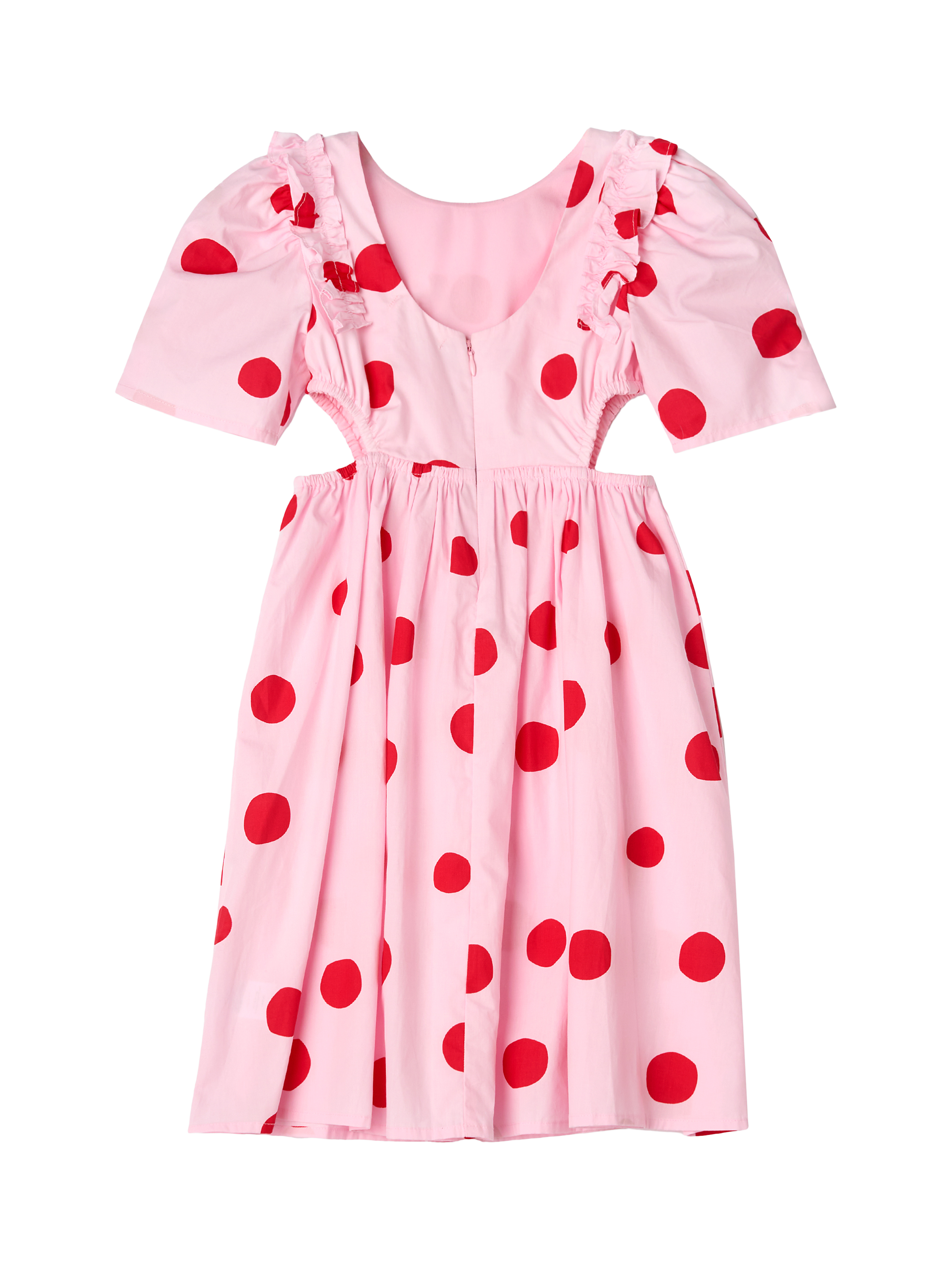 Product image 5 of 7, which shows Angel & Rocket Kids' Spot Puff Sleeve Dress, Pink/Red, 10 years