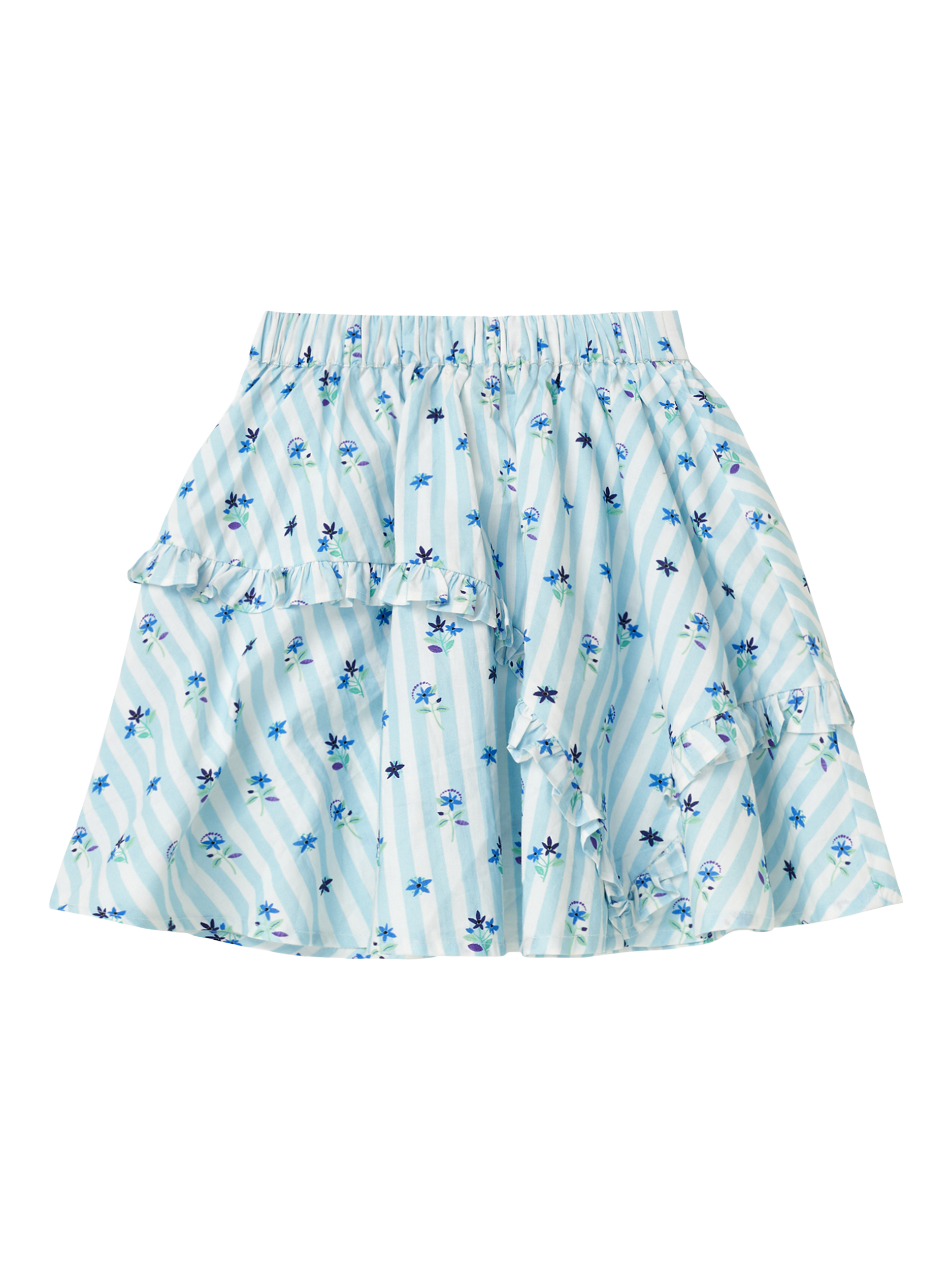 Product image 7 of 8, which shows Angel & Rocket Kids' Pia Print Frill Skirt, Blue, 3 years