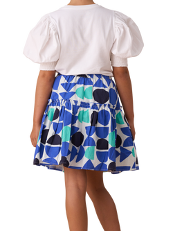 Angel & Rocket Kids' Print Tiered Skirt, Blue/Multi - view 2, Blue/Multi