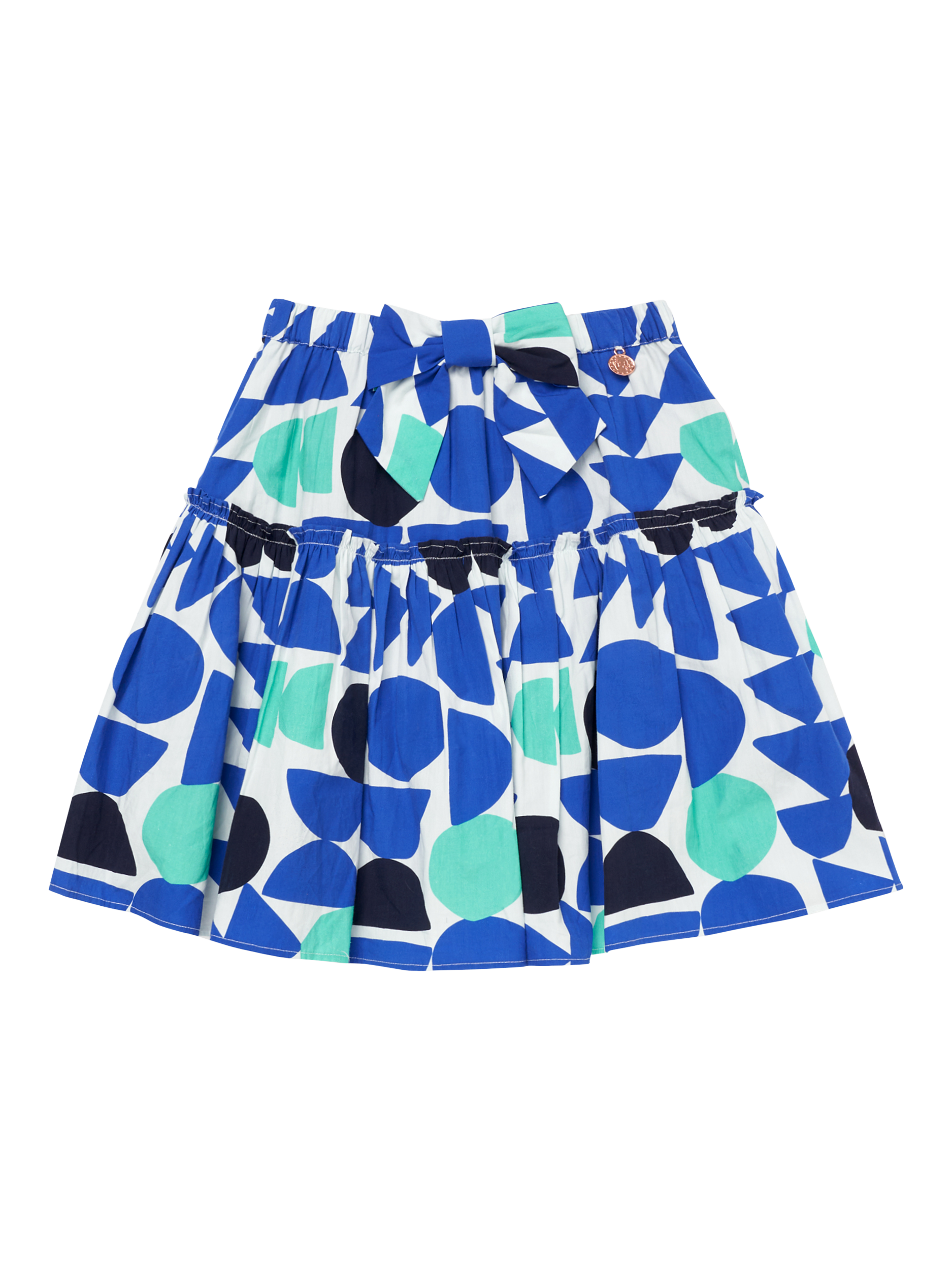 Product image 4 of 6, which shows Angel & Rocket Kids' Print Tiered Skirt, Blue/Multi, 2 years