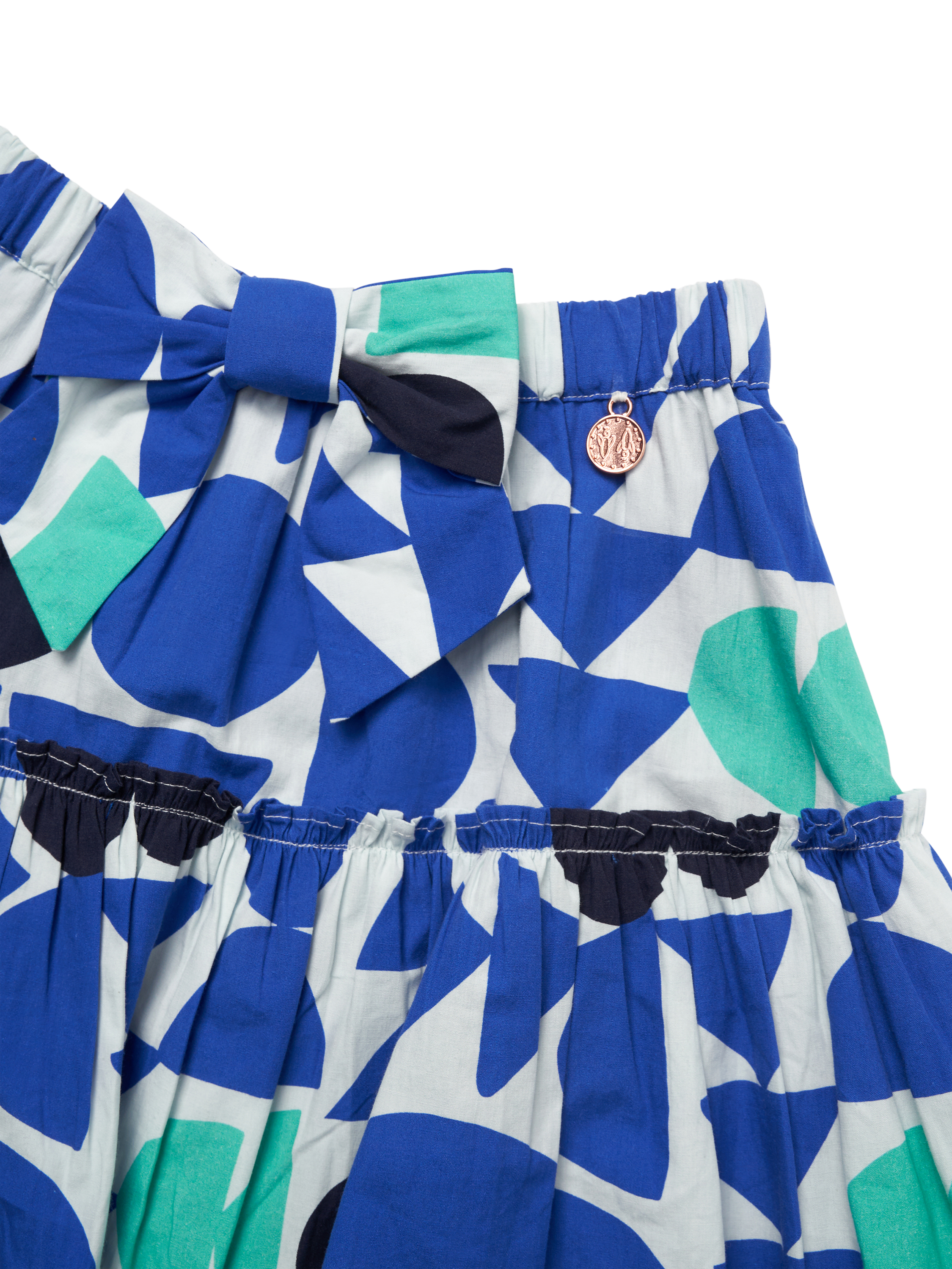 Product image 6 of 6, which shows Angel & Rocket Kids' Print Tiered Skirt, Blue/Multi, 2 years