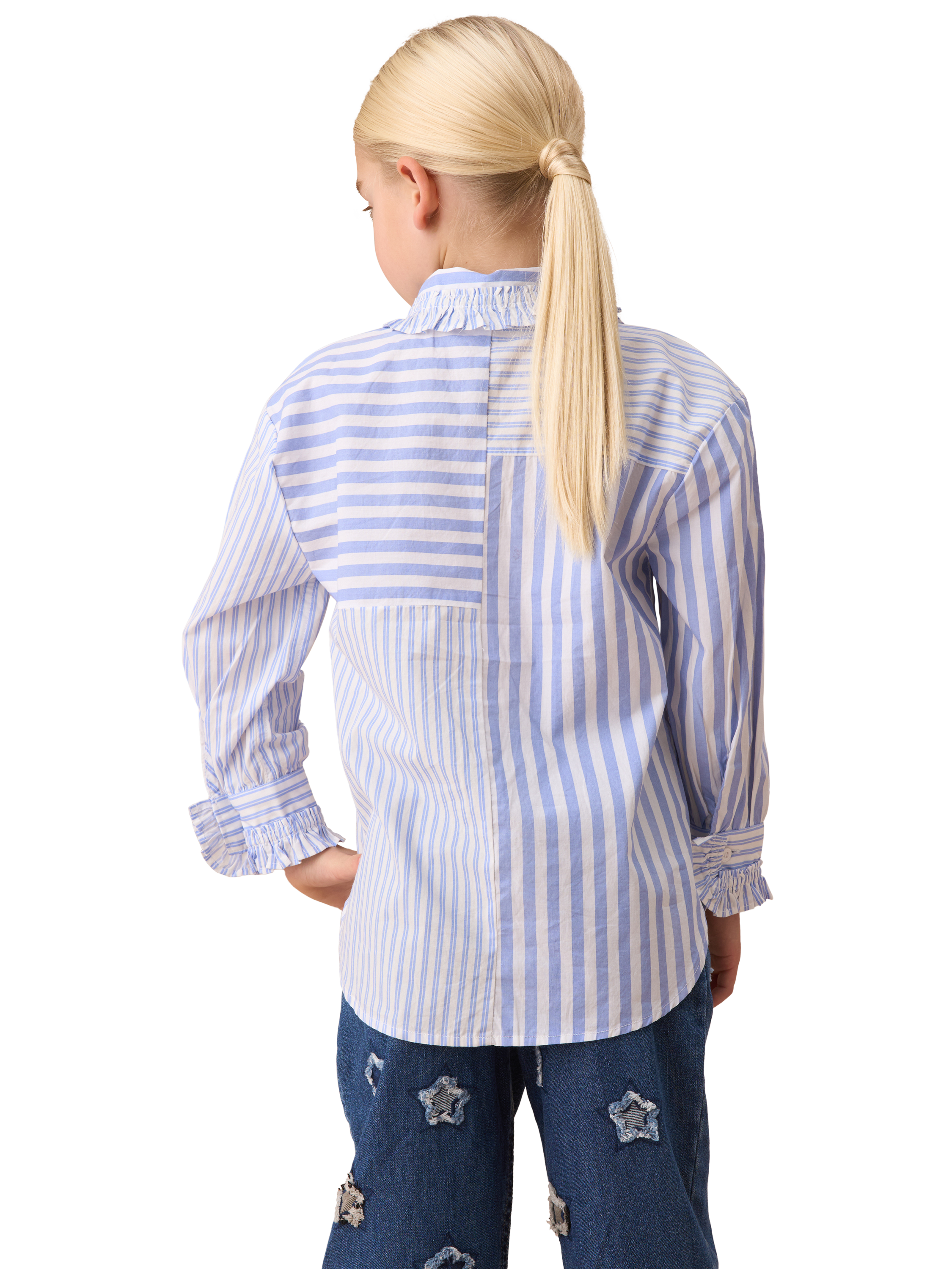 Product image 2 of 6, which shows Angel & Rocket Kids' Stripe Shirt, Blue, 3 years