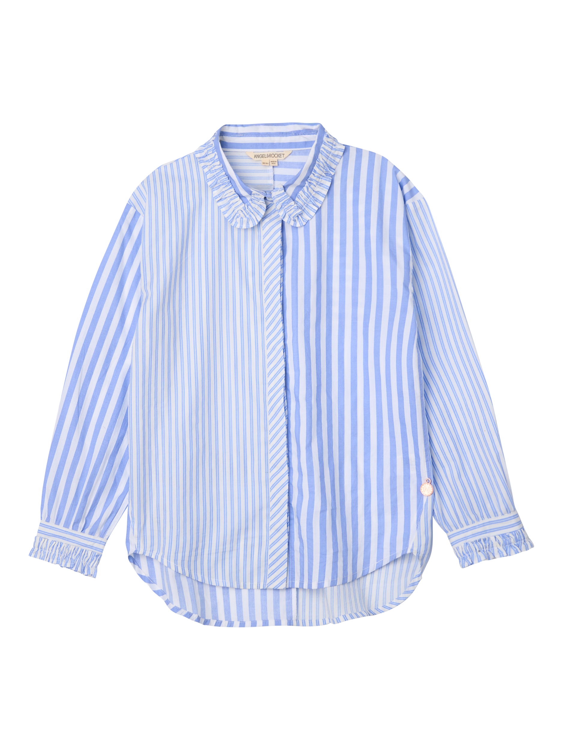 Product image 4 of 6, which shows Angel & Rocket Kids' Stripe Shirt, Blue, 3 years