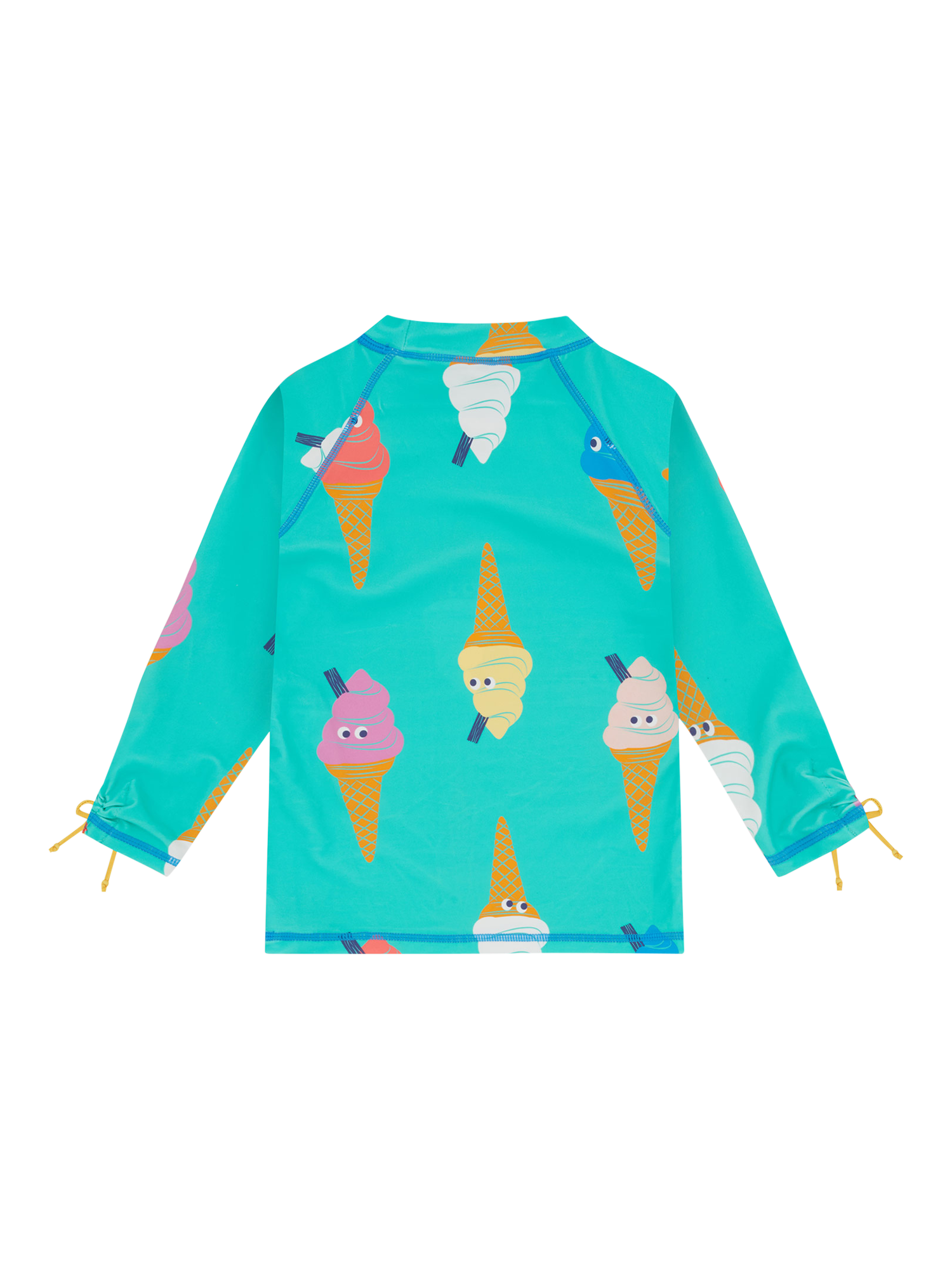 Product image 5 of 5, which shows Muddy Puddles Kids' UV Ice Cream Print Rash Vest & Shorts Surf Set, Green, 12-18 months