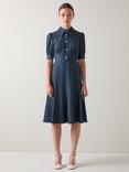 L.K.Bennett Esme Chambray Flared Dress, Blue