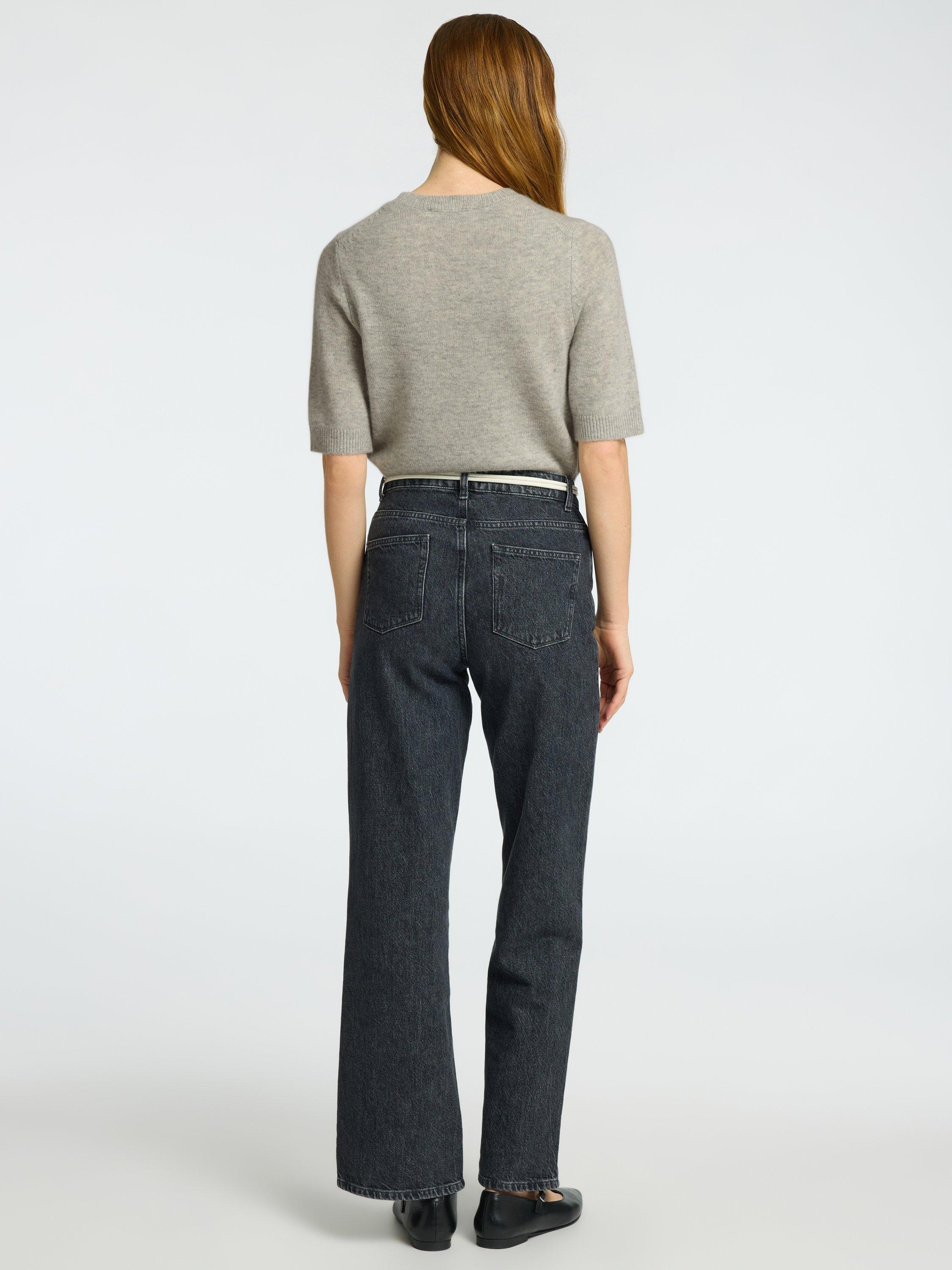 Product image 5 of 6, which shows Selected Cille Wool Cashmere Blend Short Sleeve Jumper, Light Grey Melange, M