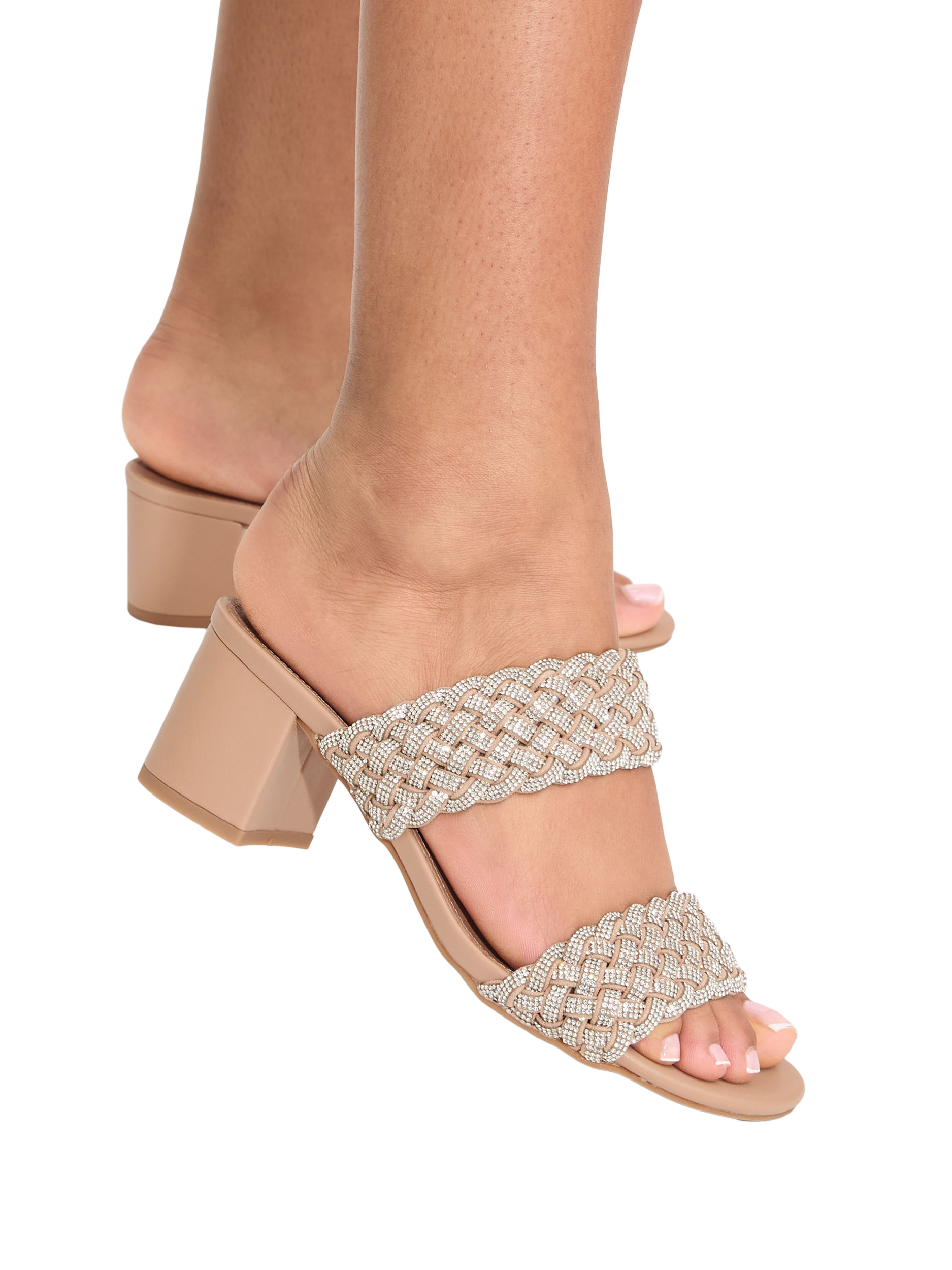 Product image 2 of 4, which shows Carvela Twisted Jewel Embellished Strap Sandals, Beige, 3