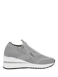 Carvela High Rise Zip Knit Trainers, Silver
