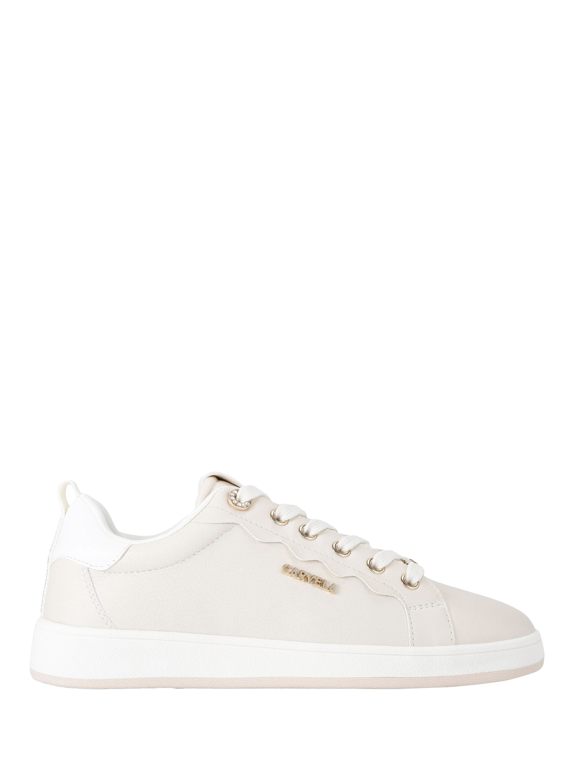 Product image 1 of 5, which shows Carvela Peonia Trainers, Natural Taupe, 3