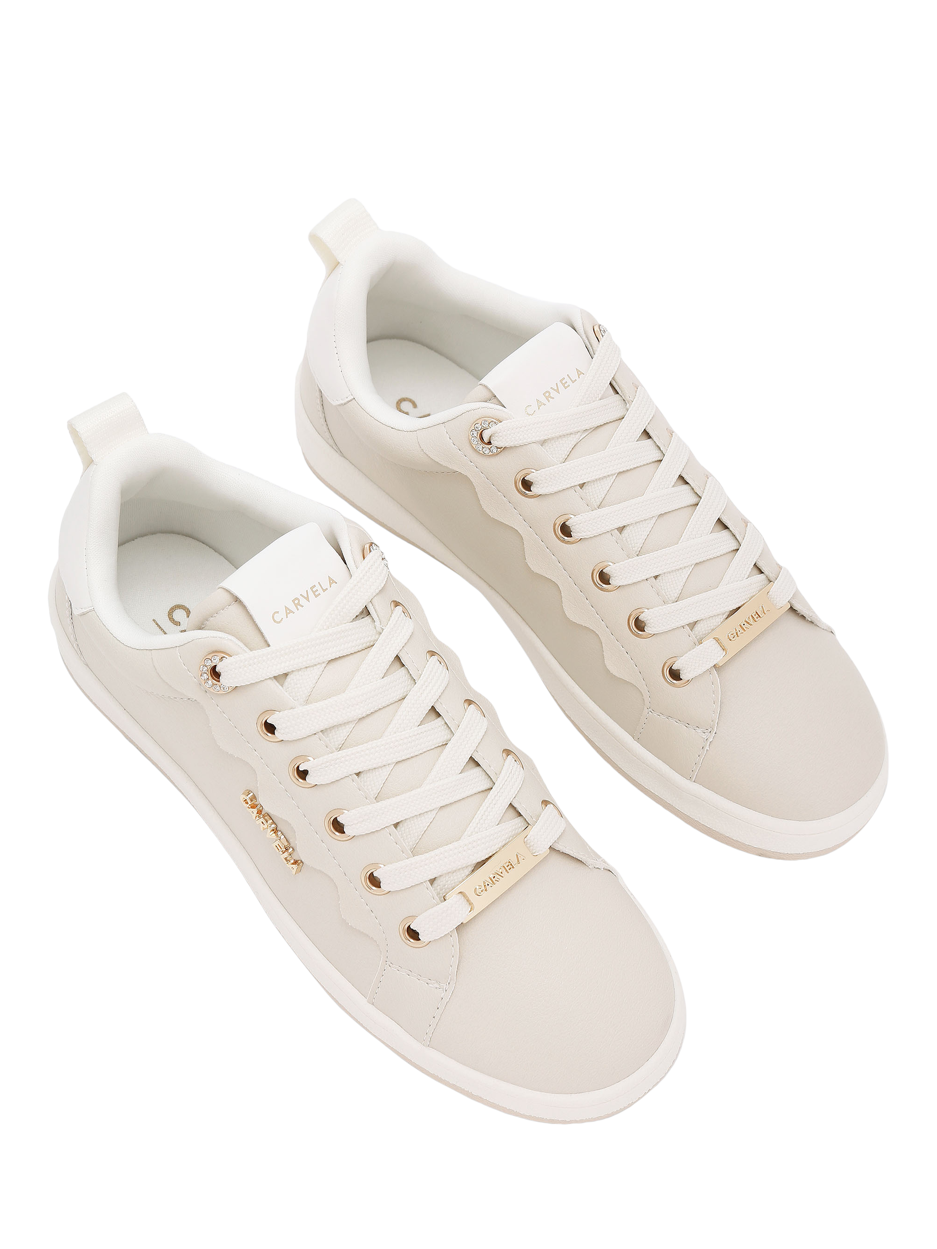 Product image 3 of 5, which shows Carvela Peonia Trainers, Natural Taupe, 3