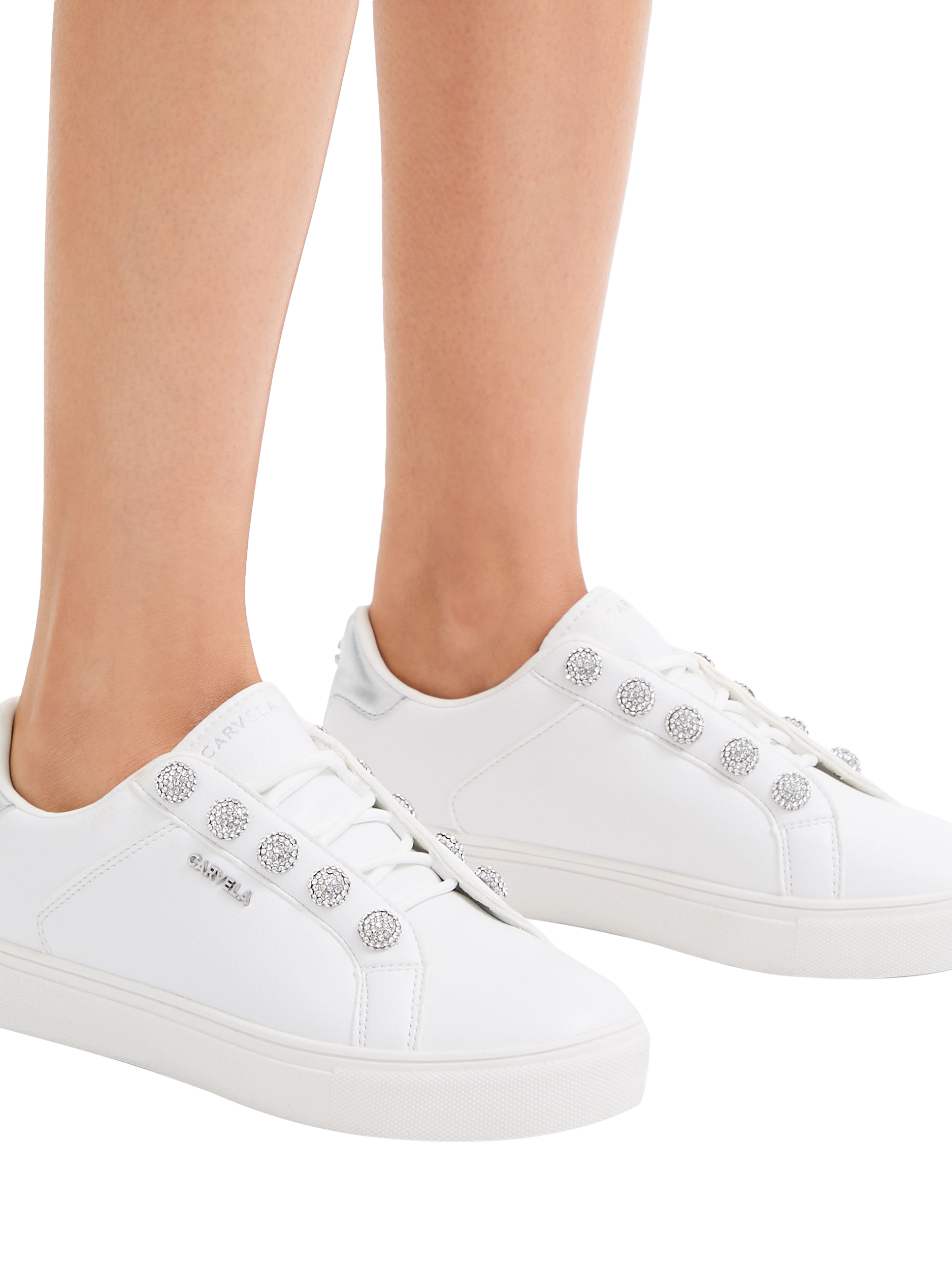 Product image 2 of 5, which shows Carvela Triumph Trainers, White, 2