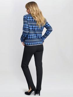 Gina Bacconi Cecily Check Zip Cardigan, Black/Blue - view 2, Black/Blue