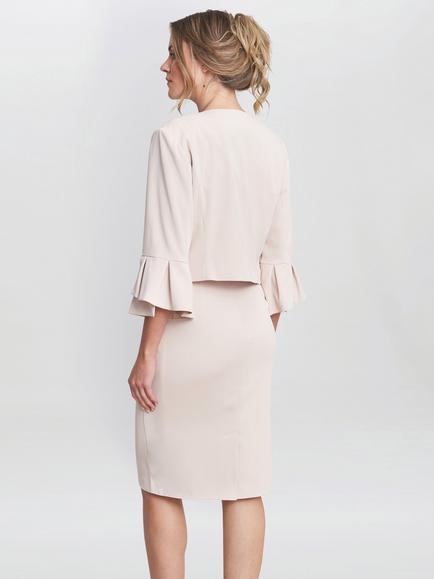 Gina Bacconi Gigi Moss Crepe Bolero Jacket, Antique Rose - view 2, Antique Rose
