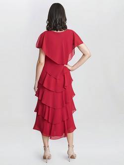 Gina Bacconi Tessa Tiered Shoulder Trim Midi Dress - view 2, Red
