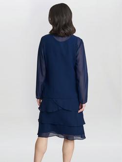 Gina Bacconi Leigh Embellished Tiered Sequin Jacket Dress, Spring Navy - view 2, Spring Navy