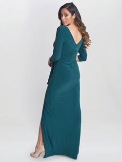 Gina Bacconi Misty Ruched Maxi Dress, Green - view 2, Green