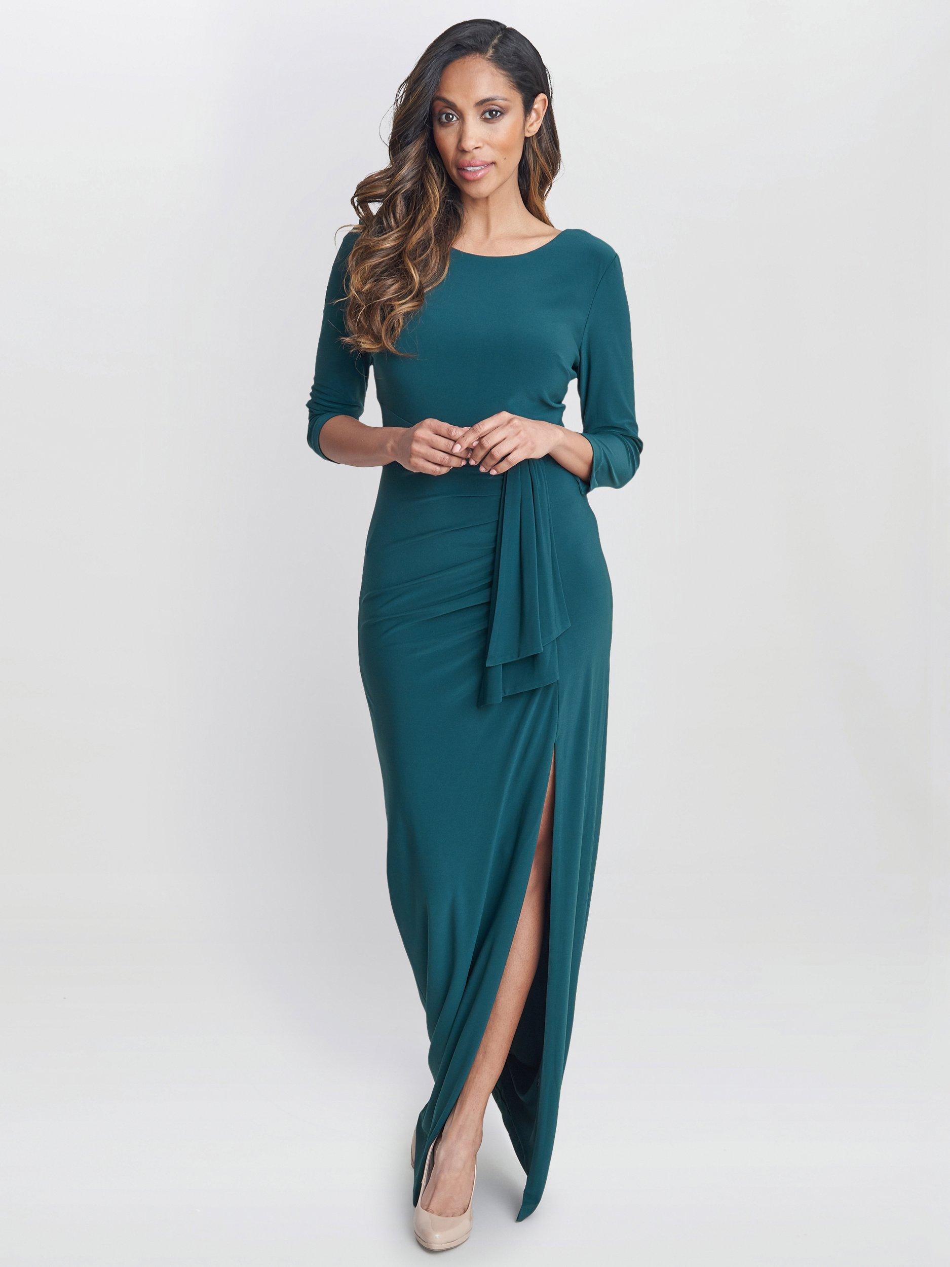 Product image 3 of 6, which shows Gina Bacconi Misty Ruched Maxi Dress, Green, 8