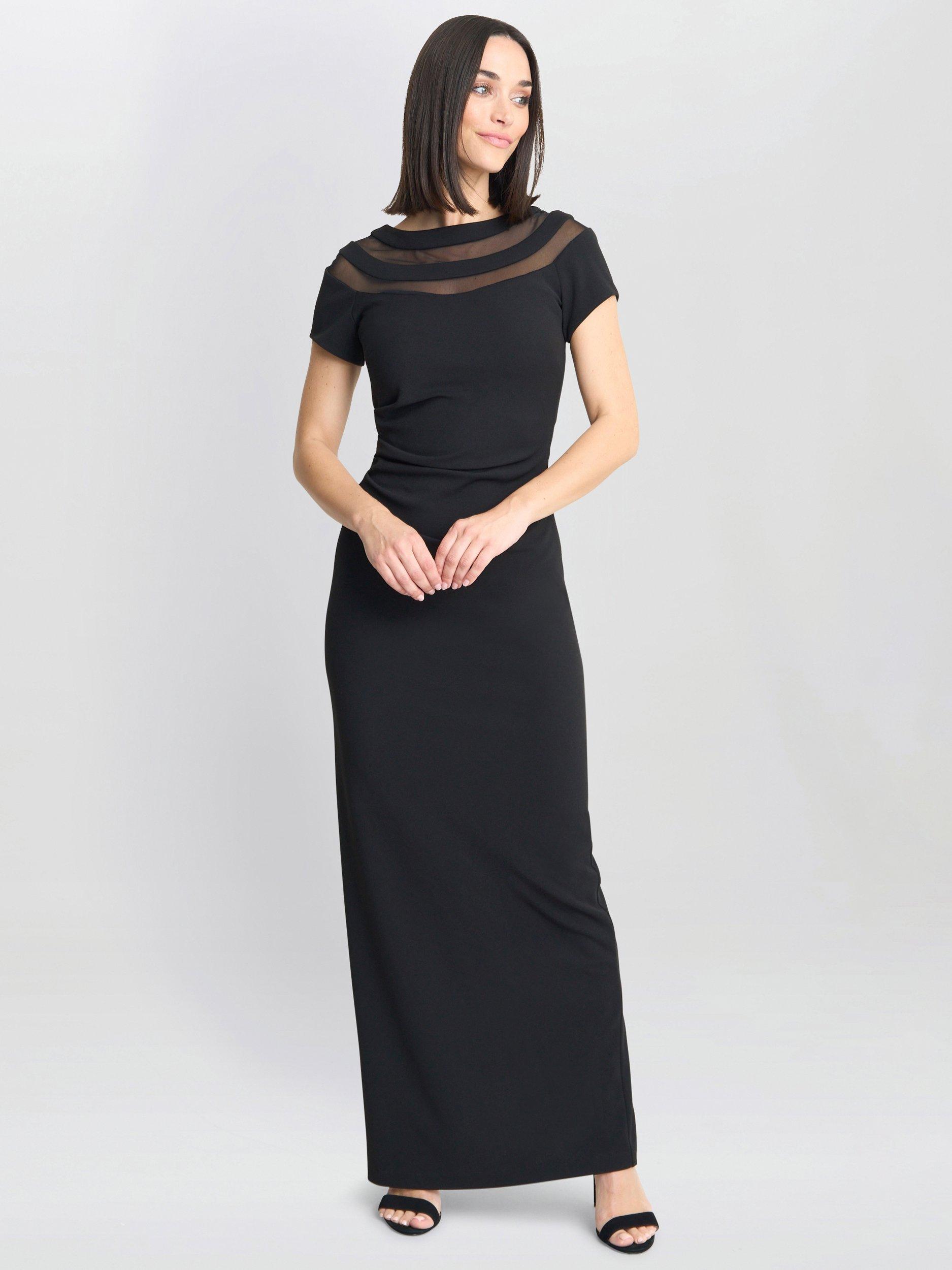 Product image 1 of 5, which shows Gina Bacconi Michelle Illusion Maxi Dress, Black, 12