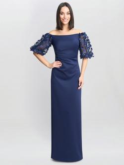 Gina Bacconi Penelope Floral Sleeve Maxi Dress, Navy, Navy