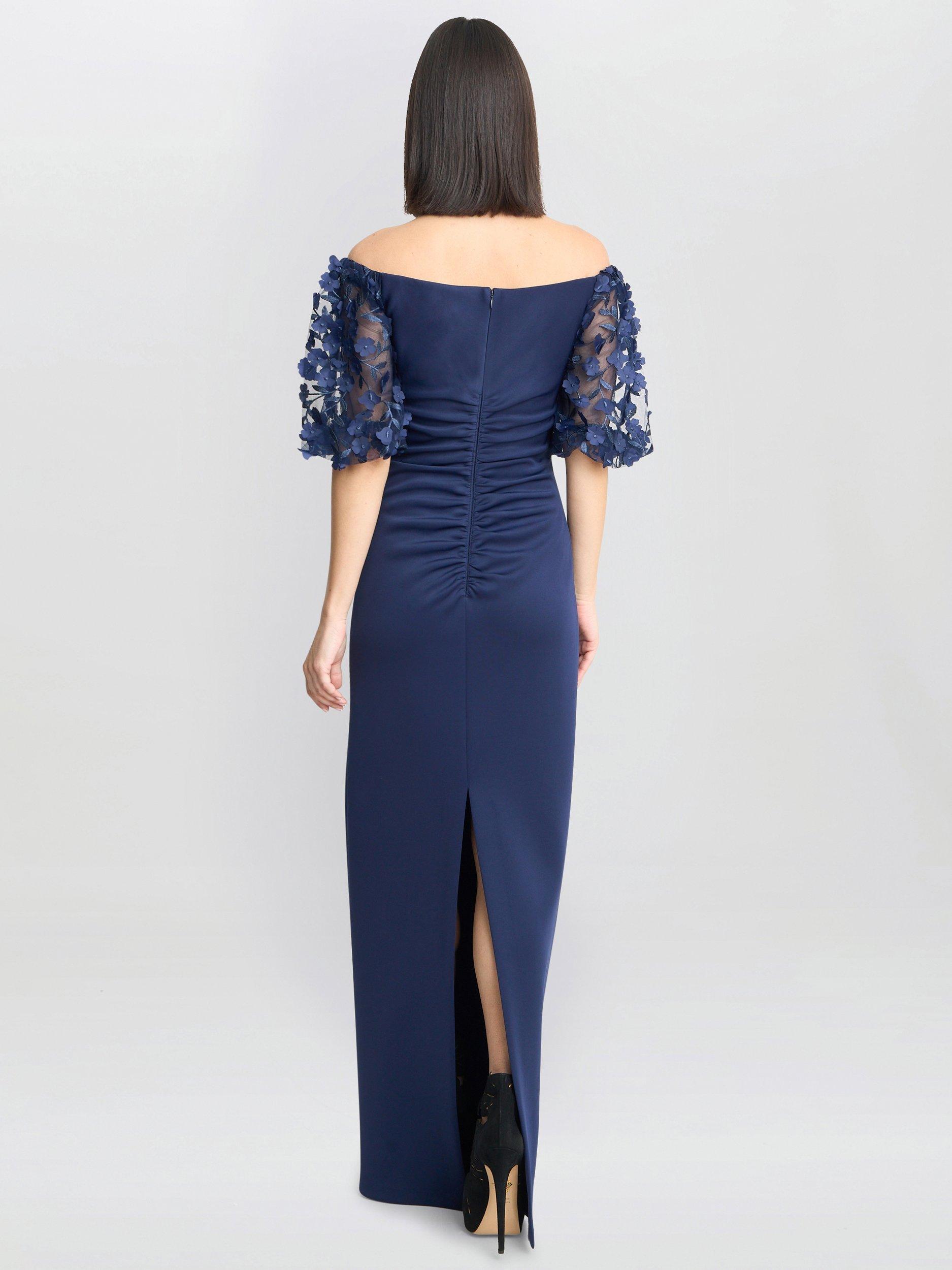 Product image 2 of 5, which shows Gina Bacconi Penelope Floral Sleeve Maxi Dress, Navy, 8