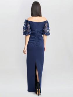 Gina Bacconi Penelope Floral Sleeve Maxi Dress, Navy - view 2, Navy