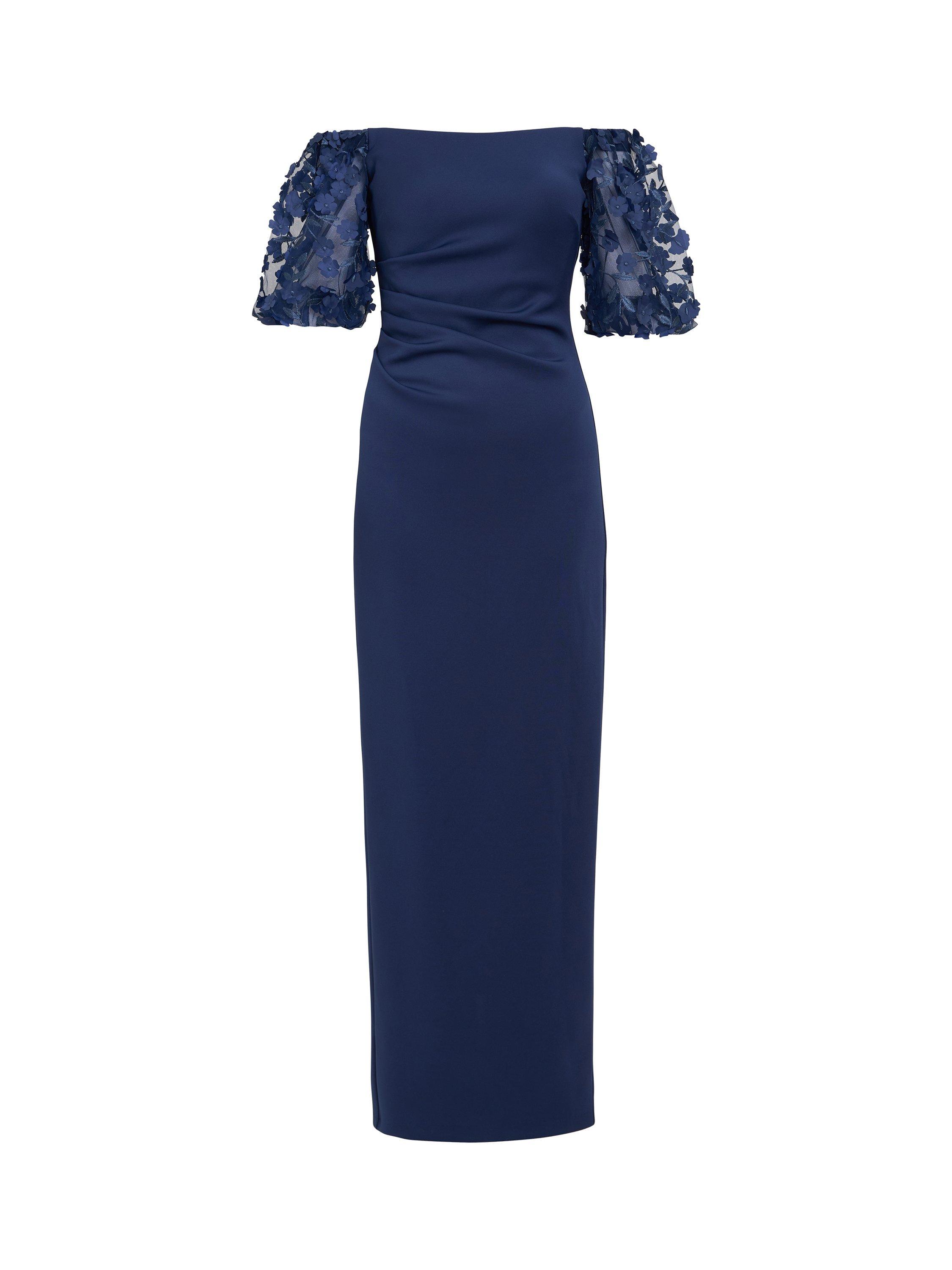 Product image 4 of 5, which shows Gina Bacconi Penelope Floral Sleeve Maxi Dress, Navy, 8