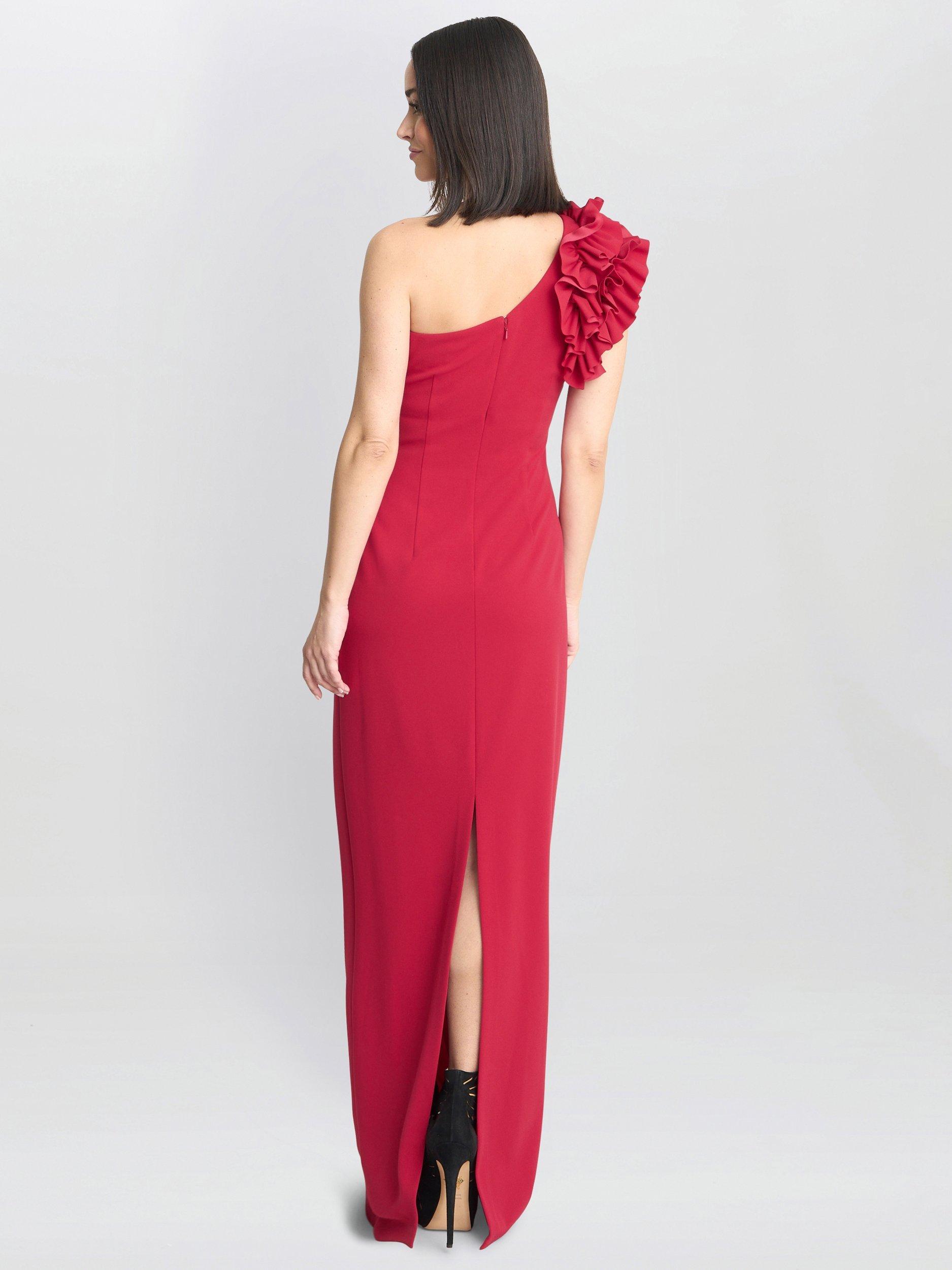 Product image 2 of 5, which shows Gina Bacconi Nicole Ruffle Maxi Dress, Red, 8