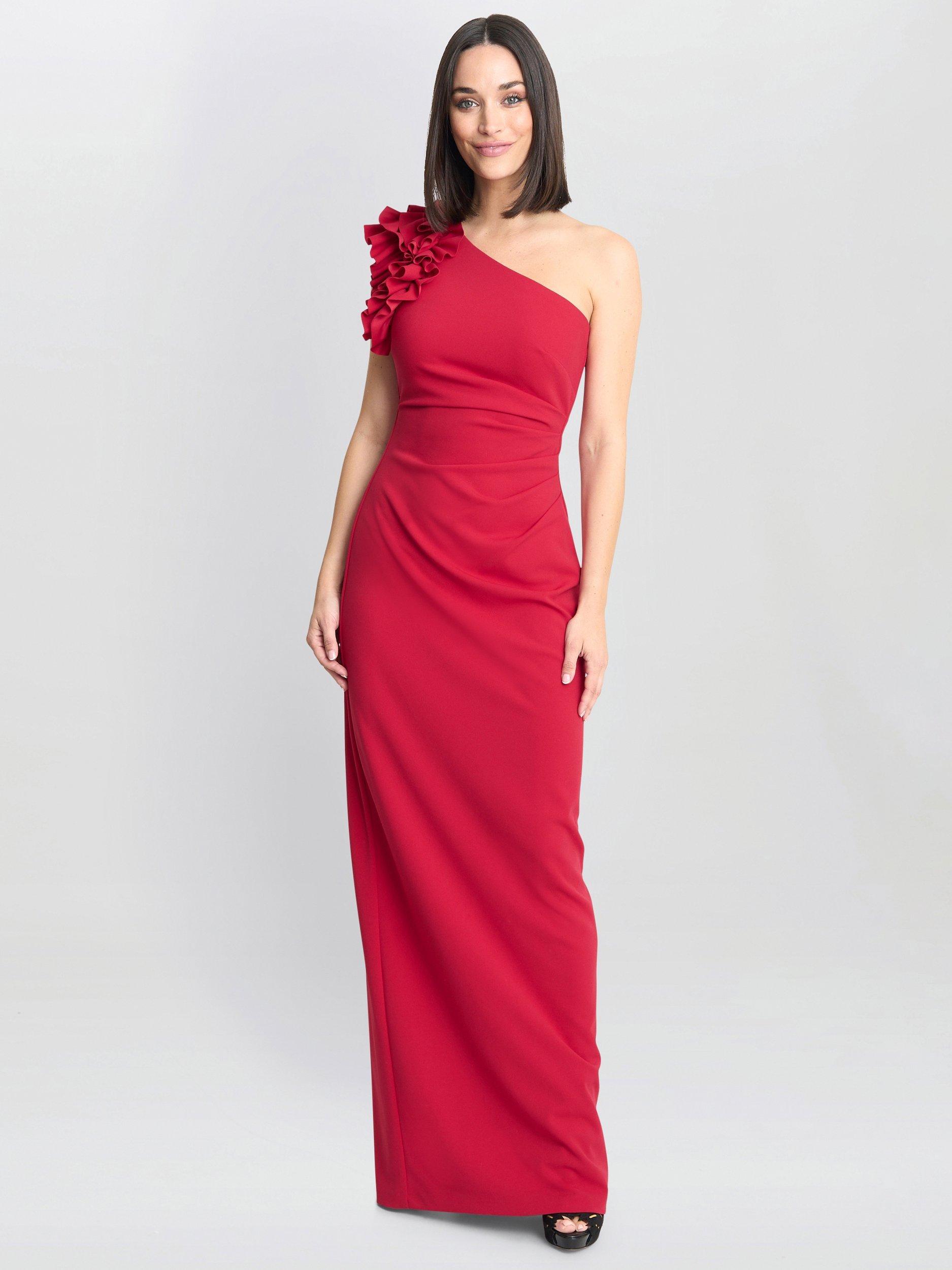 Product image 3 of 5, which shows Gina Bacconi Nicole Ruffle Maxi Dress, Red, 8
