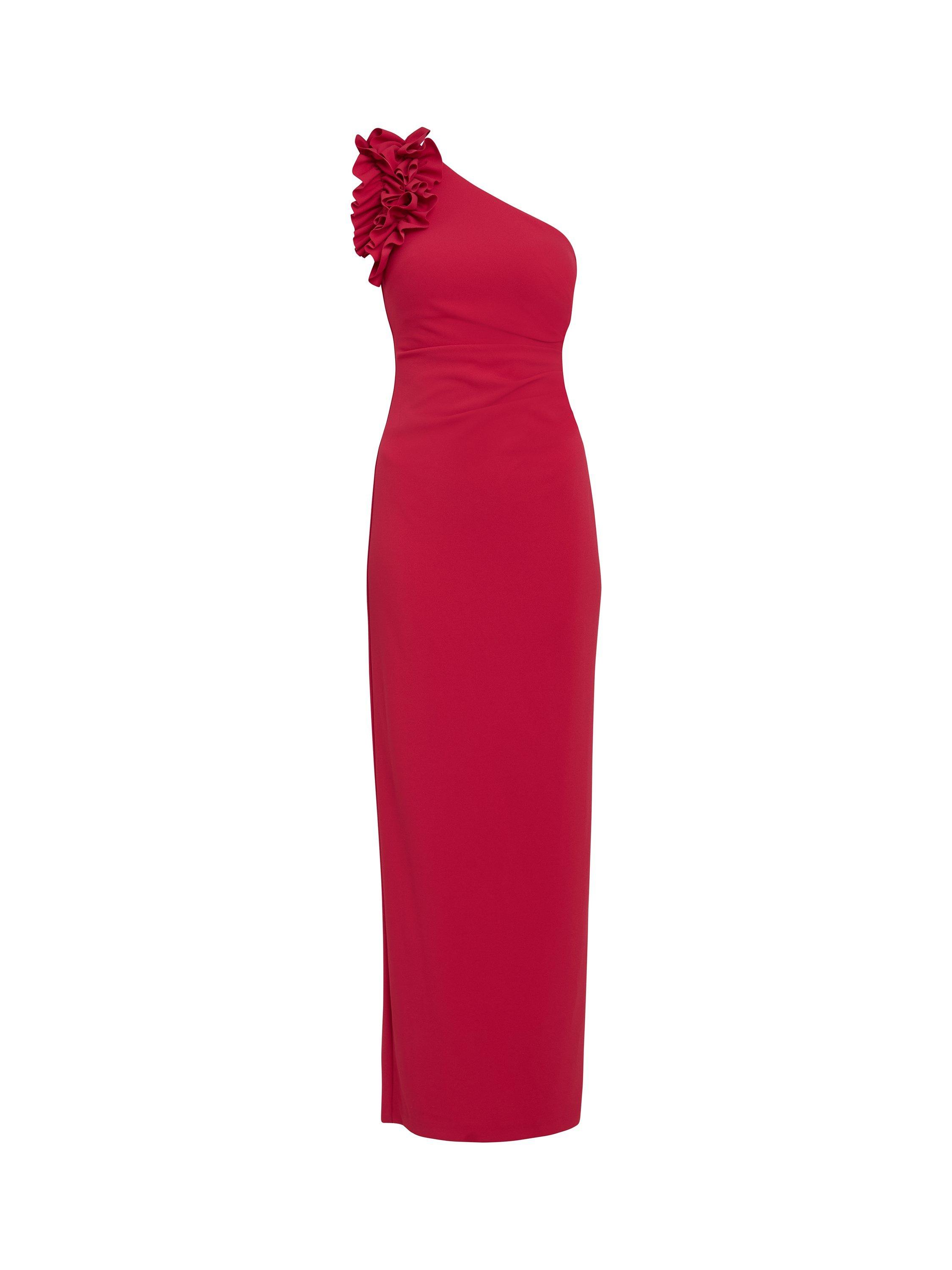 Product image 4 of 5, which shows Gina Bacconi Nicole Ruffle Maxi Dress, Red, 8