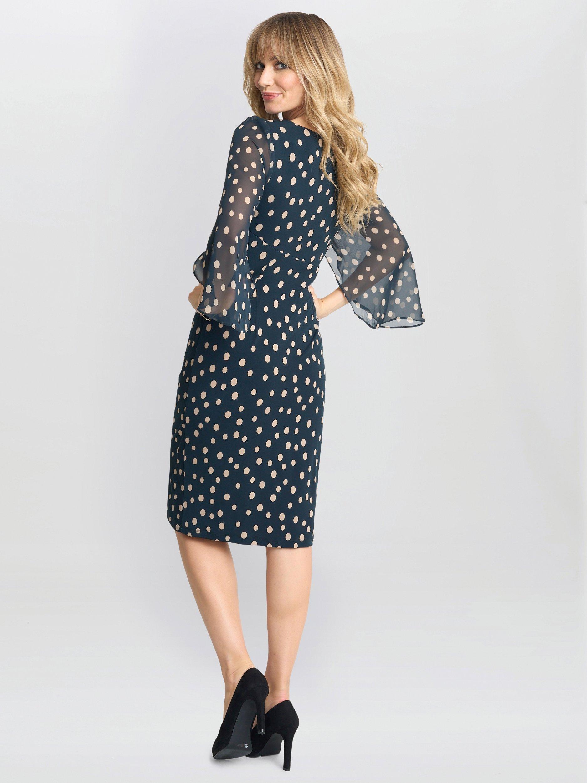 Product image 2 of 5, which shows Gina Bacconi Jenni Spot Dress, Green/Multi, 8