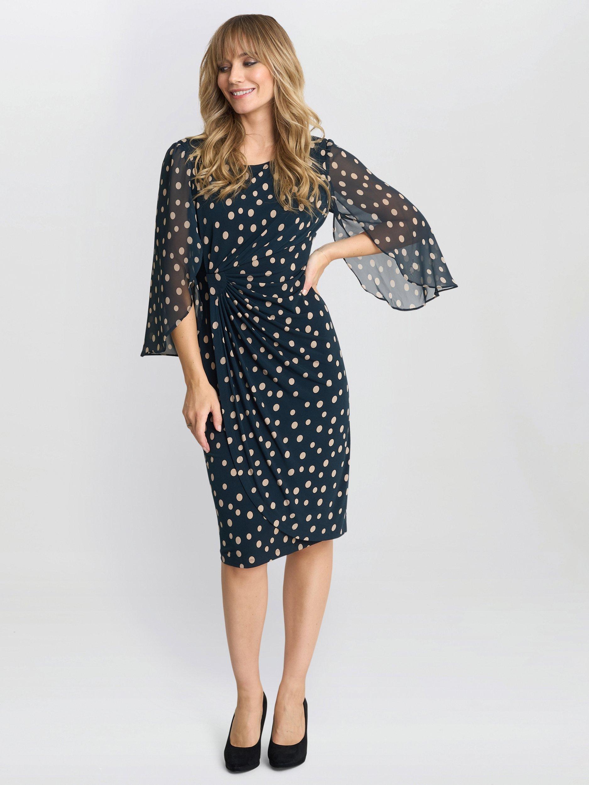 Product image 3 of 5, which shows Gina Bacconi Jenni Spot Dress, Green/Multi, 8