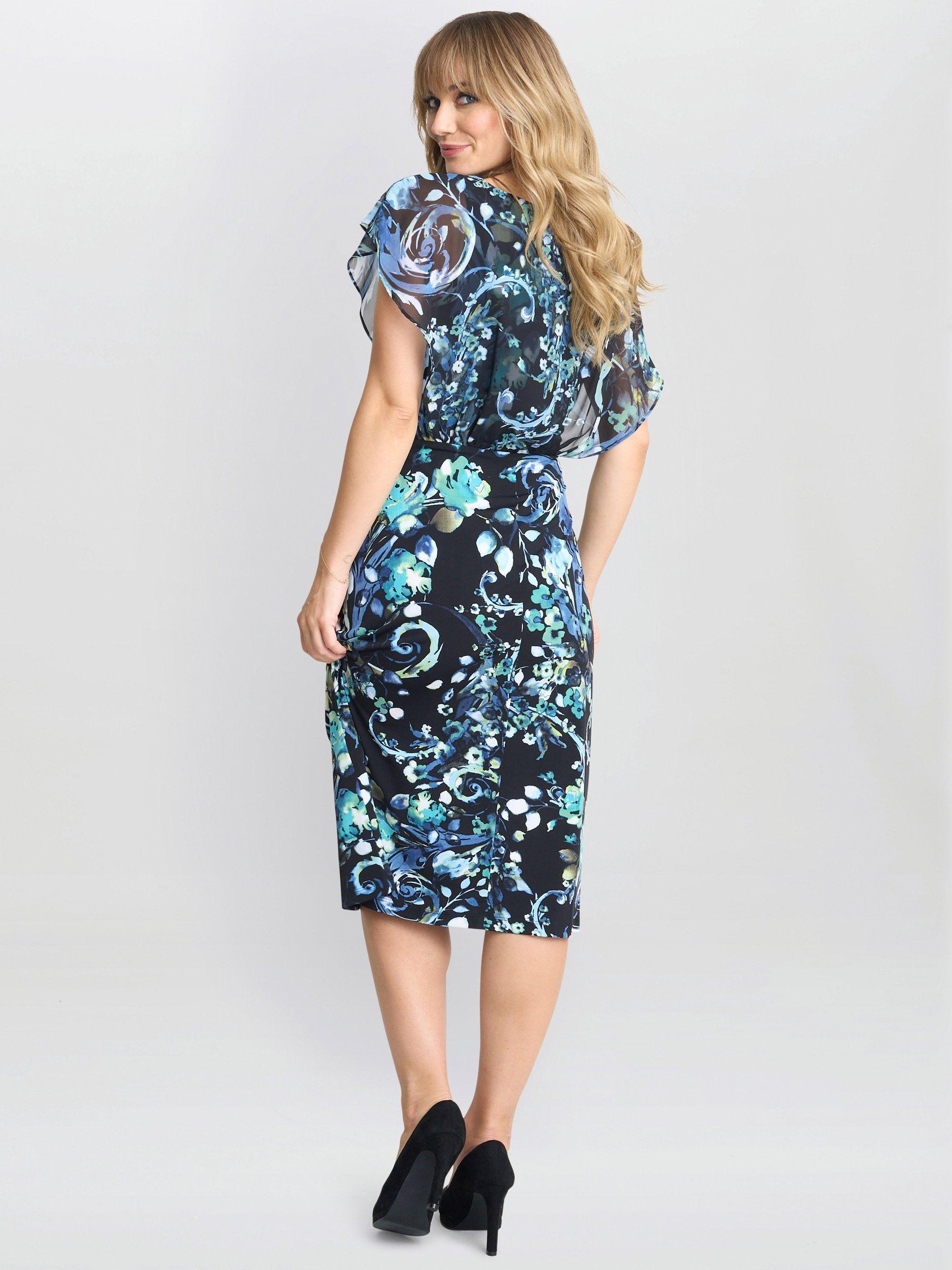 Product image 2 of 4, which shows Gina Bacconi Lisa-Marie Floral Dress, Black/Multi, 8