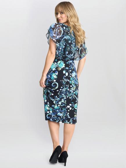 Gina Bacconi Lisa-Marie Floral Dress, Black/Multi - view 2, Black/Multi