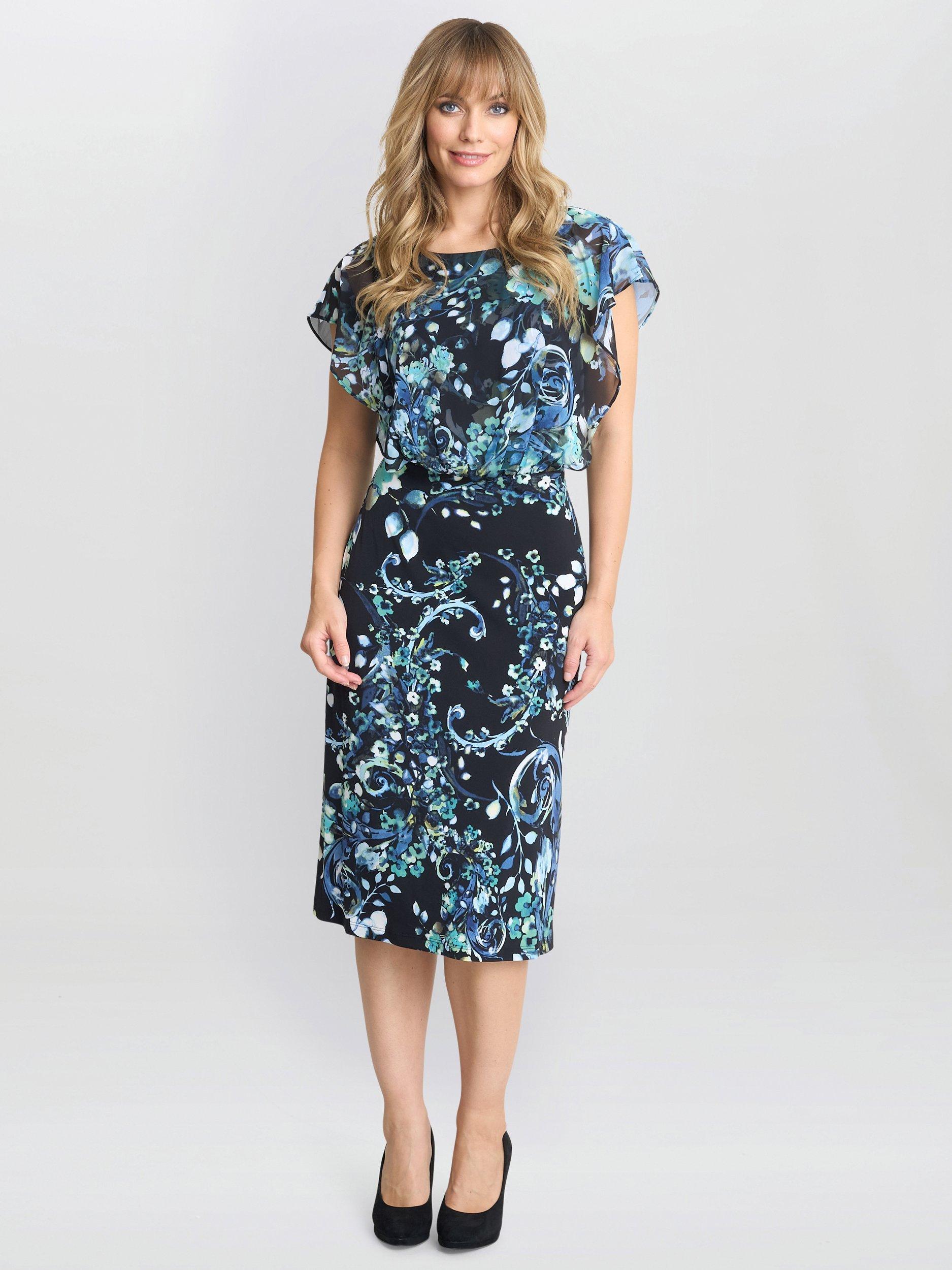 Product image 3 of 4, which shows Gina Bacconi Lisa-Marie Floral Dress, Black/Multi, 8