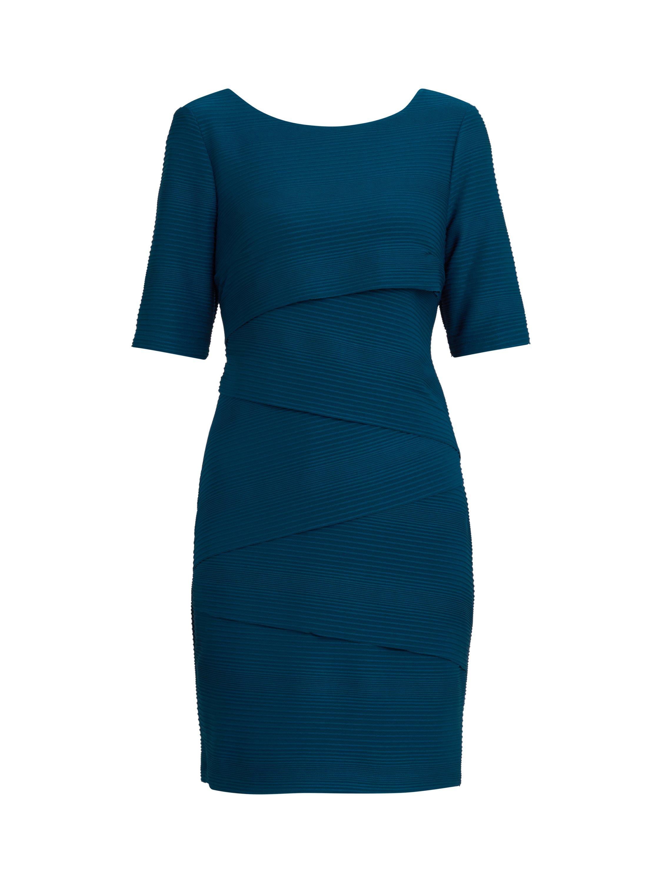 Product image 4 of 6, which shows Gina Bacconi Alexa Ribbed Tiered Dress, Mallard, 8