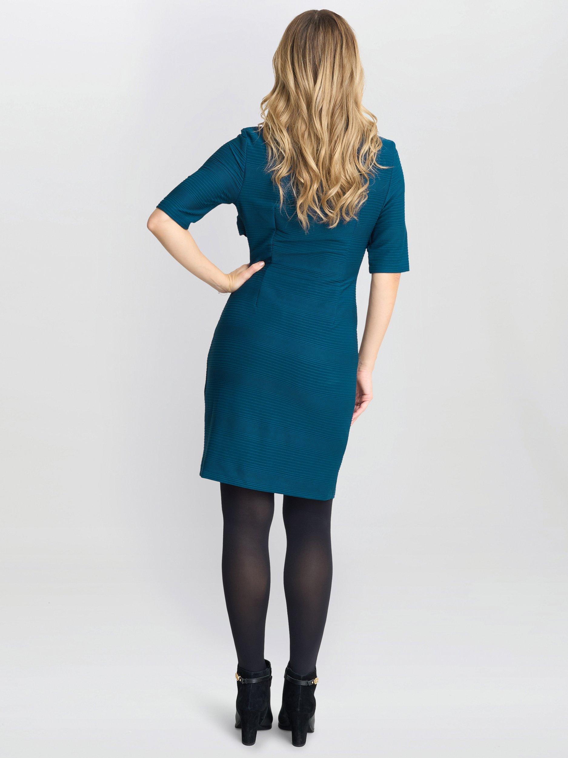 Product image 6 of 6, which shows Gina Bacconi Alexa Ribbed Tiered Dress, Mallard, 8