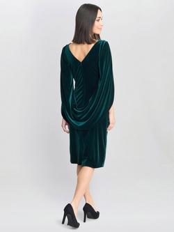 Gina Bacconi Rosalind Velvet Back Drape Dress, Bright Green - view 2, Bright Green