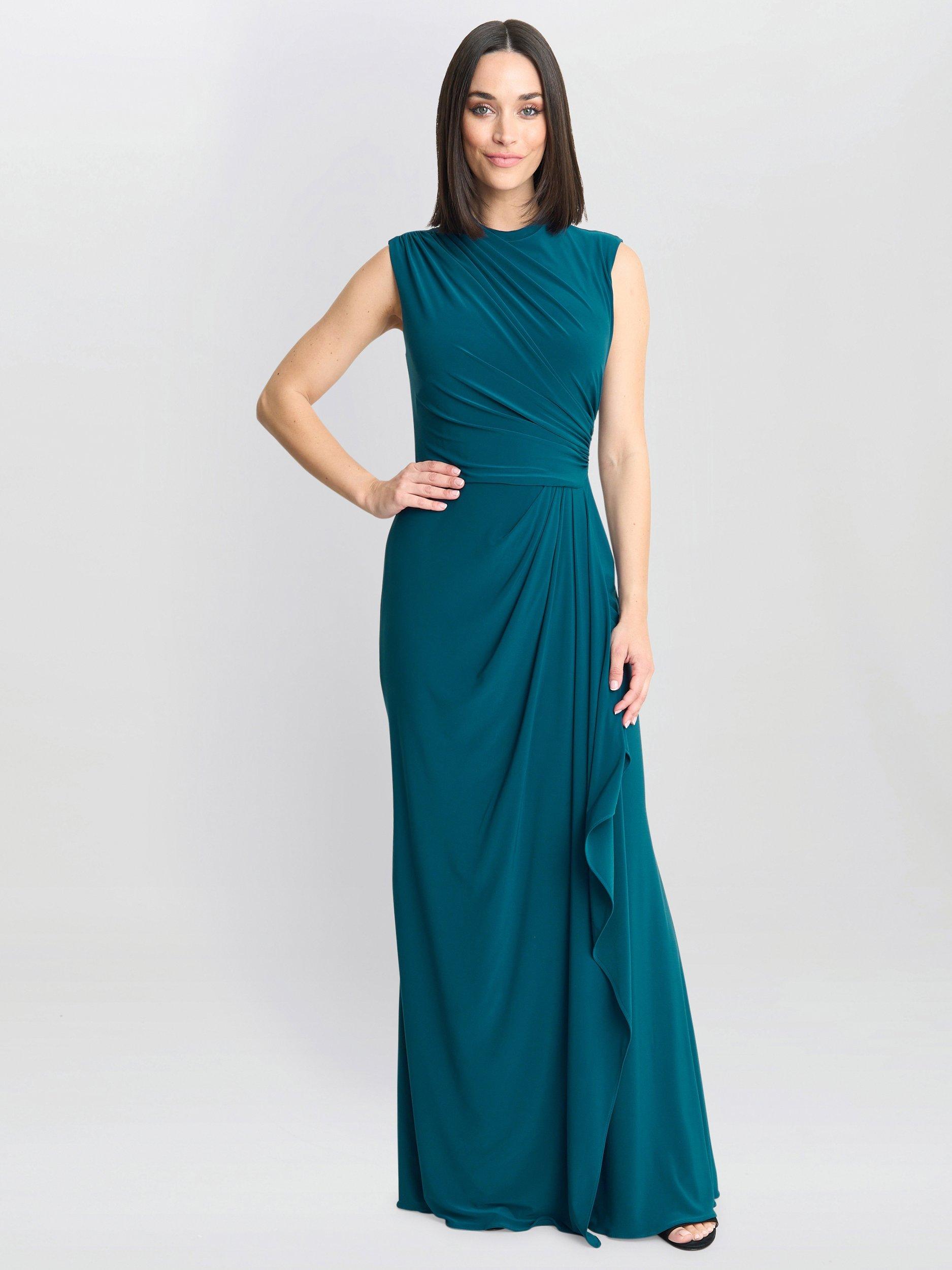 Product image 6 of 6, which shows Gina Bacconi Rosemaire Grecian Jersey Maxi Dress, Green, 8