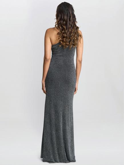 Gina Bacconi Kasey Metallic Knit Dress, Blue - view 2, Blue