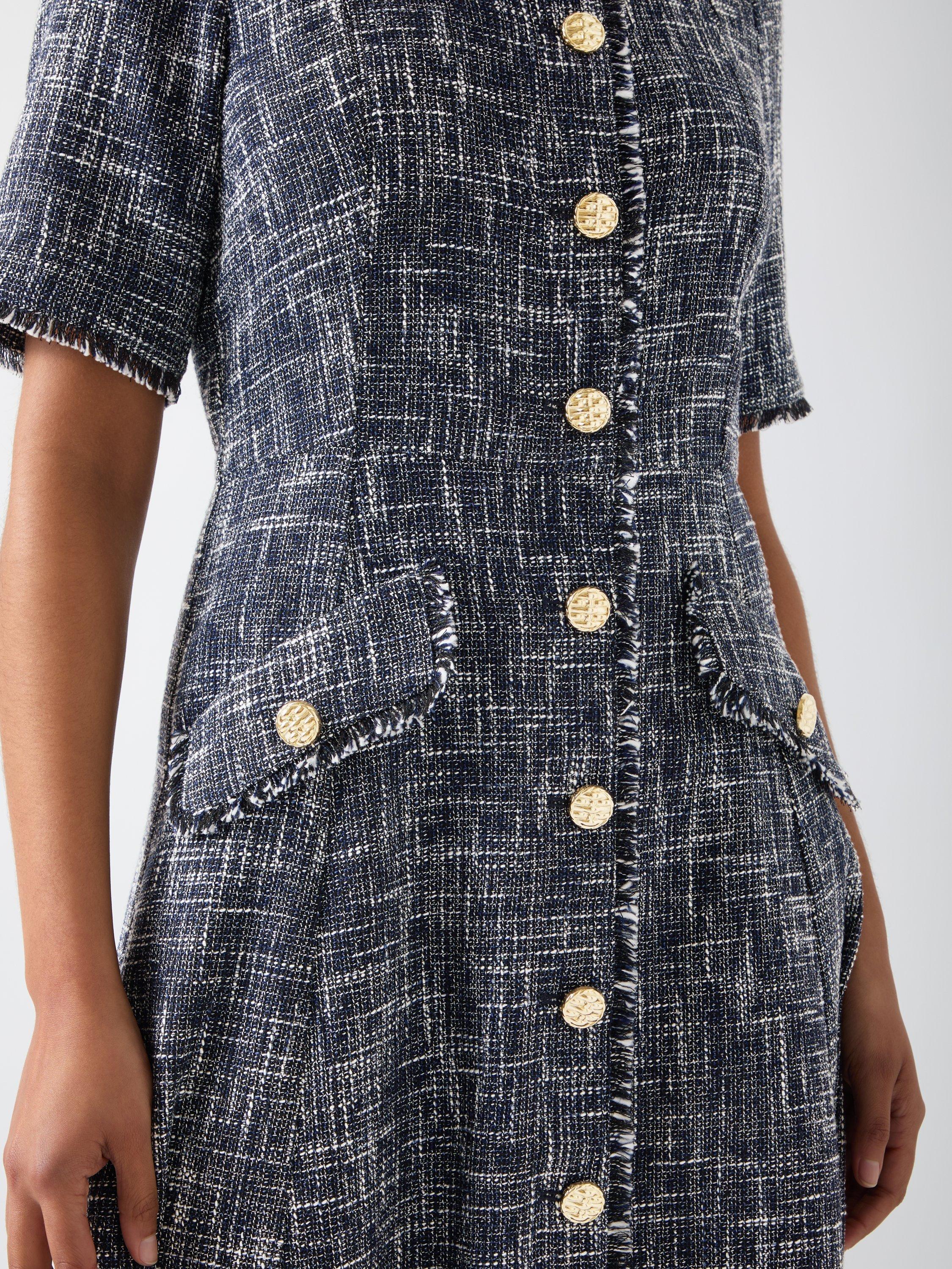 Product image 4 of 5, which shows L.K.Bennett Suzie Tweed Dress, Indigo, 6